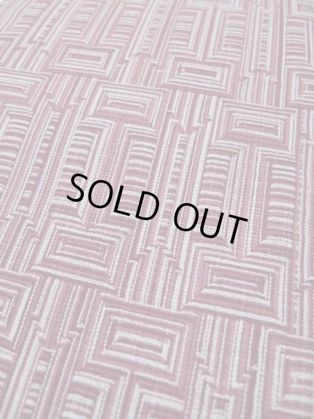 画像7: L0414I 半幅帯 女性用着物 化繊 グレーがかった  赤 幾何学模様 【中古】 【USED】 【リサイクル】 ★☆☆☆☆ (7)