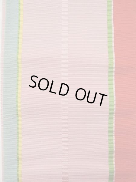 画像2: L0414Q 半幅帯 女性用着物 シルク(正絹) スモーキーな  カーキ 縞 【中古】 【USED】 【リサイクル】 ★★★☆☆ (2)