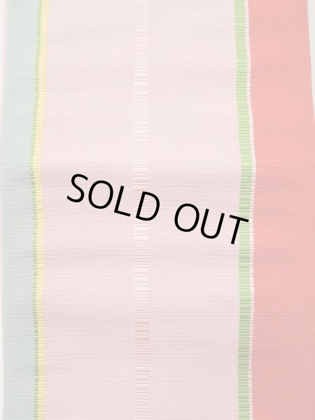 画像3: L0414Q 半幅帯 女性用着物 シルク(正絹) スモーキーな  カーキ 縞 【中古】 【USED】 【リサイクル】 ★★★☆☆ (3)