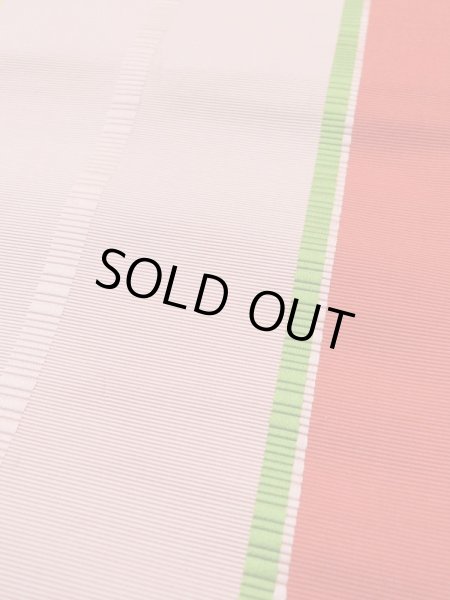 画像8: L0414Q 半幅帯 女性用着物 シルク(正絹) スモーキーな  カーキ 縞 【中古】 【USED】 【リサイクル】 ★★★☆☆ (8)