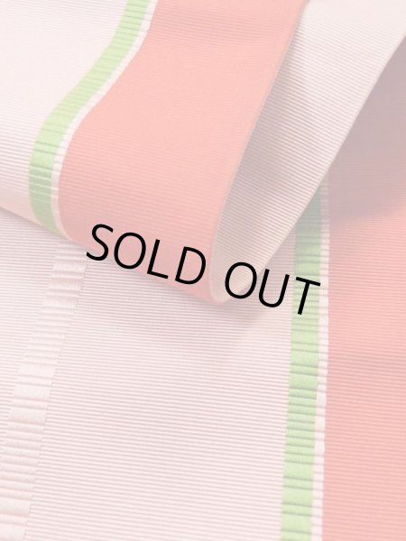 画像11: L0414Q 半幅帯 女性用着物 シルク(正絹) スモーキーな  カーキ 縞 【中古】 【USED】 【リサイクル】 ★★★☆☆ (11)