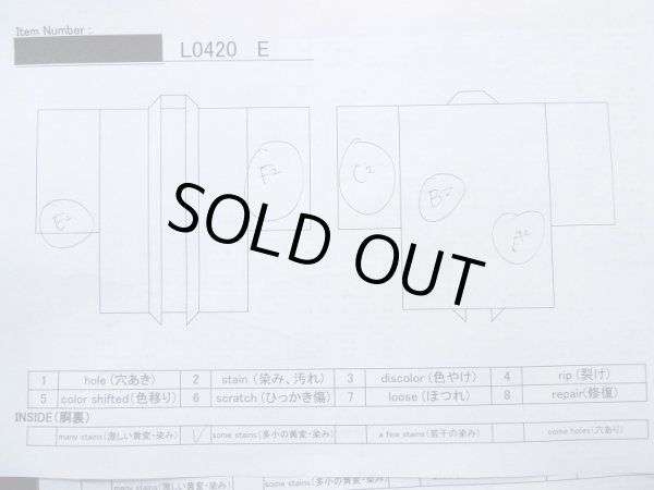 画像13: L0420E  羽織 女性用着物  シルク(正絹) クリーミーな  カーキ, 花 【中古】 【USED】 【リサイクル】 ★★★☆☆ (13)