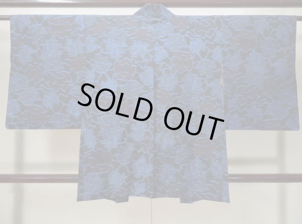 画像2: L0420H  羽織 女性用着物  シルク(正絹) グレイッシュ  オレンジ, 花 【中古】 【USED】 【リサイクル】 ★★★☆☆ (2)