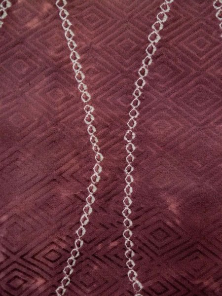 画像6: L0420L  羽織 女性用着物  シルク(正絹) スモーキーな グレイッシュ 赤, 立涌 【中古】 【USED】 【リサイクル】 ★★★☆☆ (6)