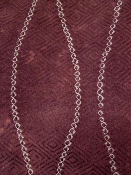 画像7: L0420L  羽織 女性用着物  シルク(正絹) スモーキーな グレイッシュ 赤, 立涌 【中古】 【USED】 【リサイクル】 ★★★☆☆ (7)