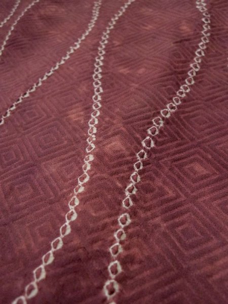 画像8: L0420L  羽織 女性用着物  シルク(正絹) スモーキーな グレイッシュ 赤, 立涌 【中古】 【USED】 【リサイクル】 ★★★☆☆ (8)