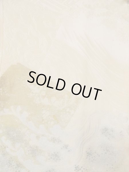 画像4: L0420M  羽織 女性用着物 地紋:更紗、四角 シルク(正絹) スモーキーな クリーミーな クリーム,  【中古】 【USED】 【リサイクル】 ★★☆☆☆ (4)