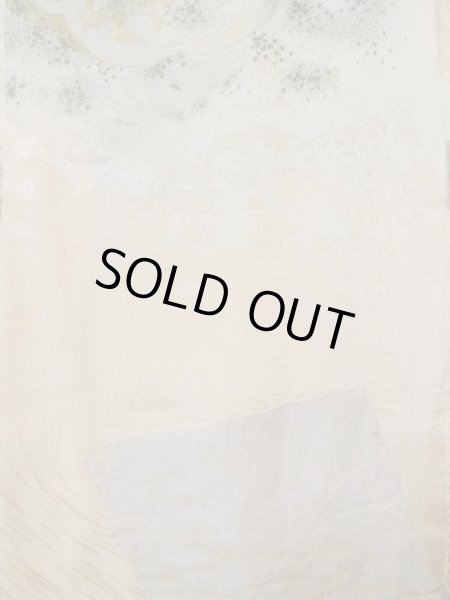 画像5: L0420M  羽織 女性用着物 地紋:更紗、四角 シルク(正絹) スモーキーな クリーミーな クリーム,  【中古】 【USED】 【リサイクル】 ★★☆☆☆ (5)