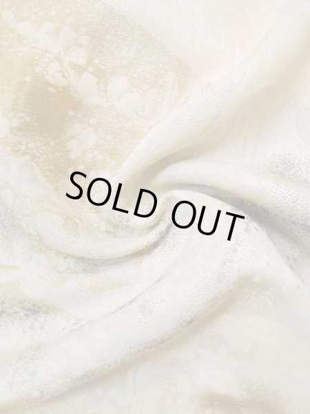 画像14: L0420M  羽織 女性用着物 地紋:更紗、四角 シルク(正絹) スモーキーな クリーミーな クリーム,  【中古】 【USED】 【リサイクル】 ★★☆☆☆ (14)