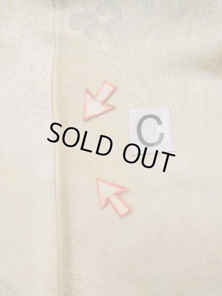 画像18: L0420M  羽織 女性用着物 地紋:更紗、四角 シルク(正絹) スモーキーな クリーミーな クリーム,  【中古】 【USED】 【リサイクル】 ★★☆☆☆ (18)