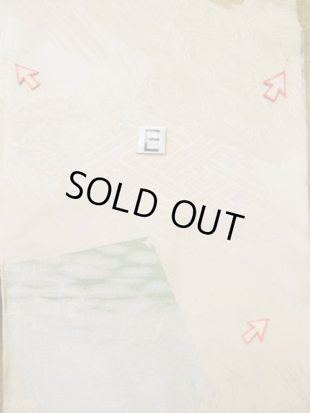 画像20: L0420M  羽織 女性用着物 地紋:更紗、四角 シルク(正絹) スモーキーな クリーミーな クリーム,  【中古】 【USED】 【リサイクル】 ★★☆☆☆ (20)