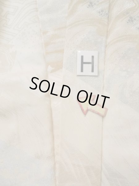 画像23: L0420M  羽織 女性用着物 地紋:更紗、四角 シルク(正絹) スモーキーな クリーミーな クリーム,  【中古】 【USED】 【リサイクル】 ★★☆☆☆ (23)