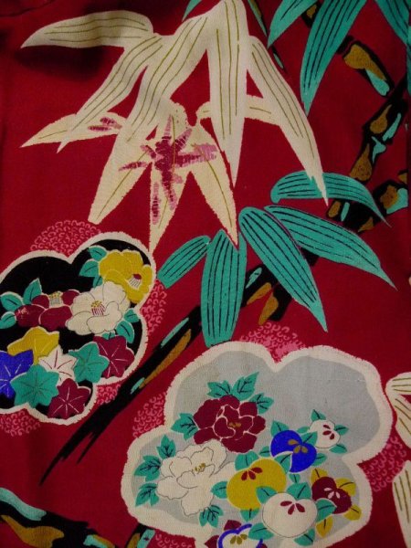 画像3: L0420R  羽織 女性用着物 ほつれ多数。 シルク(正絹) 淡い  赤, 梅 【中古】 【USED】 【リサイクル】 ★☆☆☆☆ (3)