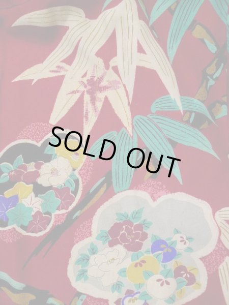 画像3: L0420R  羽織 女性用着物 ほつれ多数。 シルク（正絹） 淡い  赤, 梅 【中古】 【USED】 【リサイクル】 ★☆☆☆☆ (3)