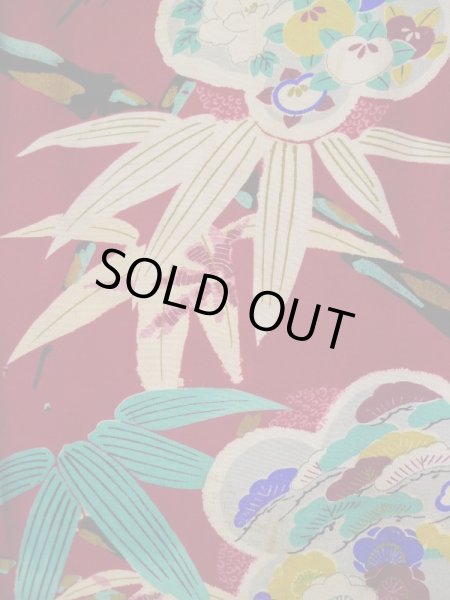 画像4: L0420R  羽織 女性用着物 ほつれ多数。 シルク（正絹） 淡い  赤, 梅 【中古】 【USED】 【リサイクル】 ★☆☆☆☆ (4)