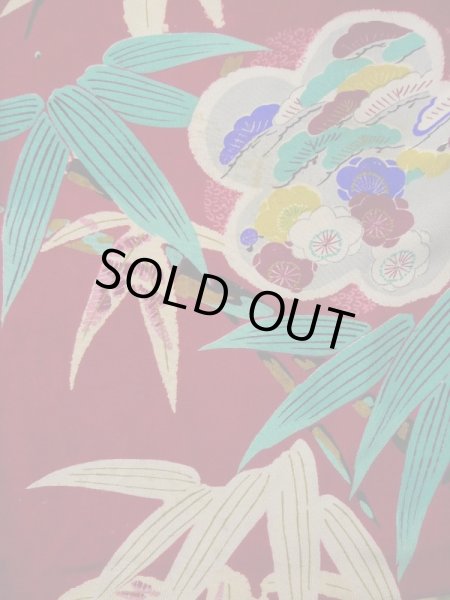 画像5: L0420R  羽織 女性用着物 ほつれ多数。 シルク（正絹） 淡い  赤, 梅 【中古】 【USED】 【リサイクル】 ★☆☆☆☆ (5)