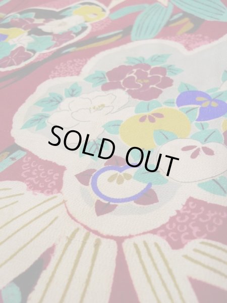 画像12: L0420R  羽織 女性用着物 ほつれ多数。 シルク（正絹） 淡い  赤, 梅 【中古】 【USED】 【リサイクル】 ★☆☆☆☆ (12)