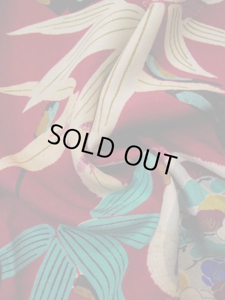 画像14: L0420R  羽織 女性用着物 ほつれ多数。 シルク（正絹） 淡い  赤, 梅 【中古】 【USED】 【リサイクル】 ★☆☆☆☆ (14)