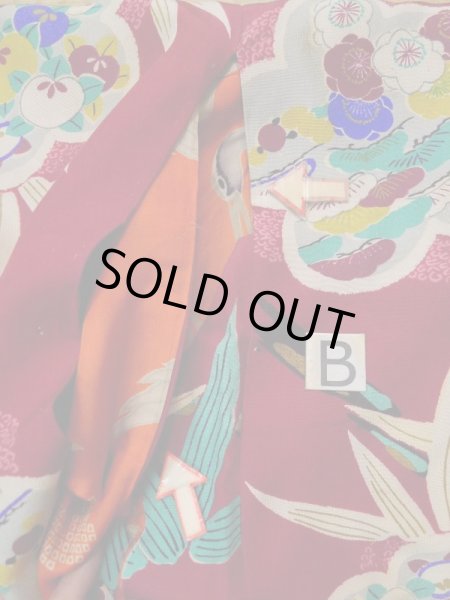 画像18: L0420R  羽織 女性用着物 ほつれ多数。 シルク（正絹） 淡い  赤, 梅 【中古】 【USED】 【リサイクル】 ★☆☆☆☆ (18)