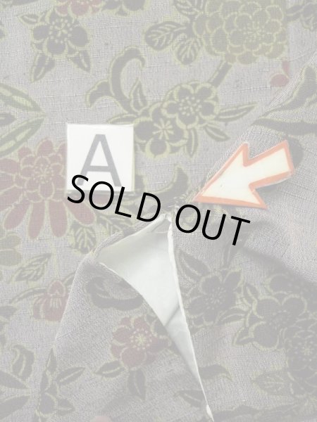 画像14: L0421J  道中着 女性用着物  化繊 スモーキーな グレイッシュ ローズ, 花 【中古】 【USED】 【リサイクル】 ★☆☆☆☆ (14)