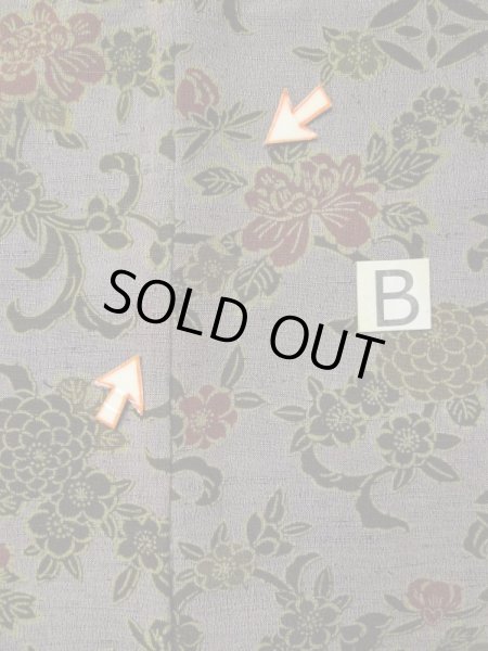 画像15: L0421J  道中着 女性用着物  化繊 スモーキーな グレイッシュ ローズ, 花 【中古】 【USED】 【リサイクル】 ★☆☆☆☆ (15)