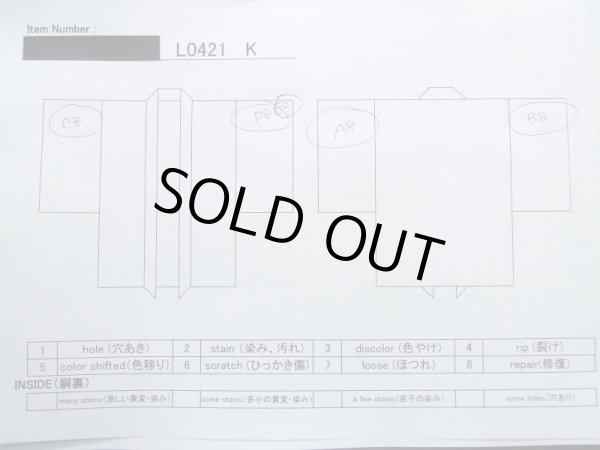 画像14: L0421K  道中着 女性用着物  シルク(正絹) スモーキーな グレイッシュ オレンジ, チェック柄 【中古】 【USED】 【リサイクル】 ★☆☆☆☆ (14)