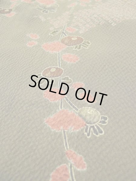 画像11: L0421Q Mint  道行 女性用着物  シルク(正絹) クリーミーな グレイッシュ オリーブ, 菊 【中古】 【USED】 【リサイクル】 ★★★★★ (11)