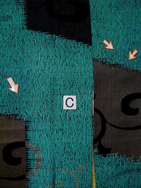 画像18: L0421T  道行 女性用着物 他ダメージ シルク(正絹) クリーミーな シャーベット グレー(灰色), 唐草 【中古】 【USED】 【リサイクル】 ★☆☆☆☆ (18)