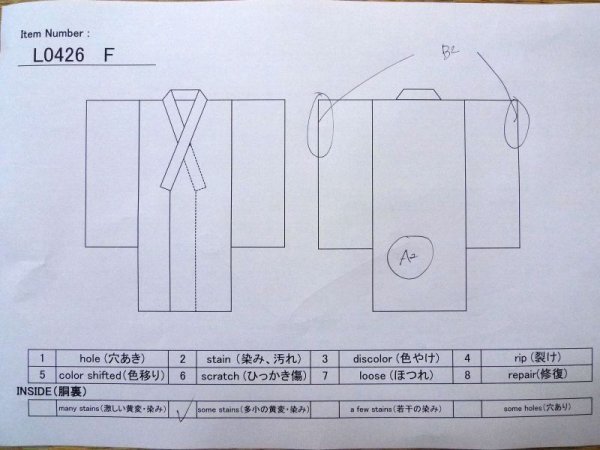 画像9: L0426F  小紋 女性用着物  シルク(正絹) ペール  マルチカラー, 竹 【中古】 【USED】 【リサイクル】 ★★☆☆☆ (9)