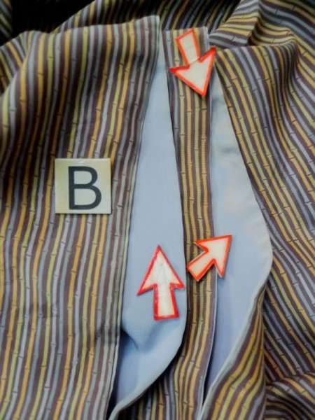 画像11: L0426F  小紋 女性用着物  シルク(正絹) ペール  マルチカラー, 竹 【中古】 【USED】 【リサイクル】 ★★☆☆☆ (11)