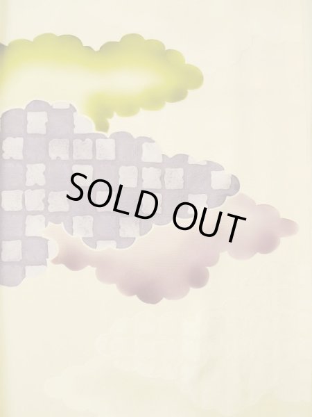 画像5: L0426N  小紋 女性用着物  シルク(正絹) ペール ライト イエロー(黄色), 雲 【中古】 【USED】 【リサイクル】 ★★★☆☆ (5)