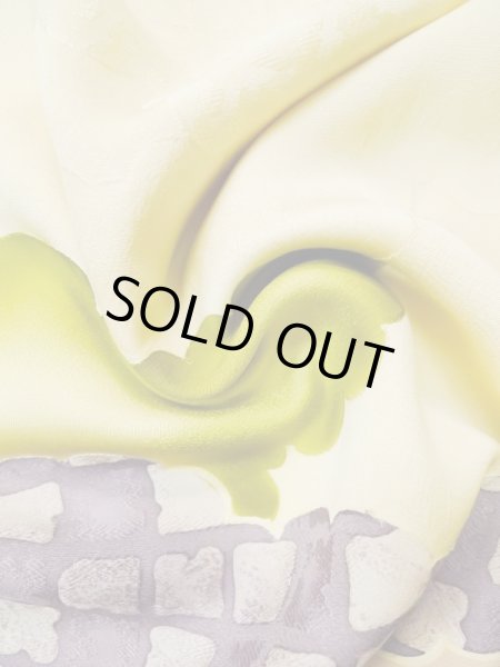 画像15: L0426N  小紋 女性用着物  シルク(正絹) ペール ライト イエロー(黄色), 雲 【中古】 【USED】 【リサイクル】 ★★★☆☆ (15)