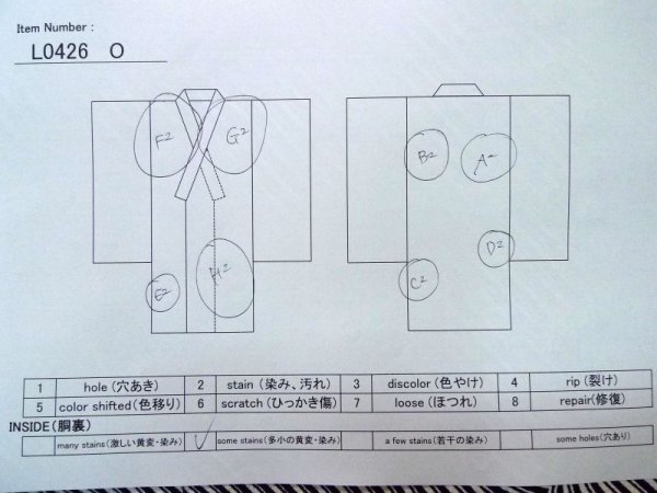 画像13: L0426O  小紋 女性用着物  シルク(正絹) 紫み  青, 線 【中古】 【USED】 【リサイクル】 ★★☆☆☆ (13)