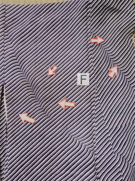 画像19: L0426O  小紋 女性用着物  シルク(正絹) 紫み  青, 線 【中古】 【USED】 【リサイクル】 ★★☆☆☆ (19)