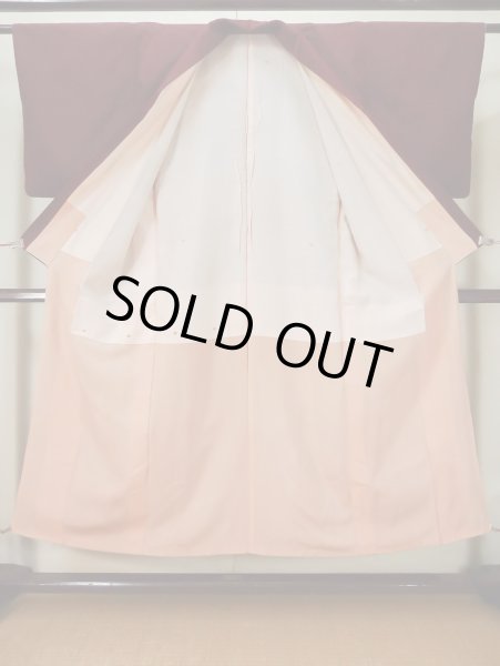 画像2: L0426U  織 女性用着物  シルク(正絹) ダーク  えんじ,  【中古】 【USED】 【リサイクル】 ★☆☆☆☆ (2)