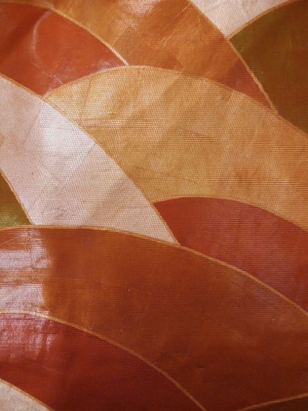 画像5: L0427C 名古屋帯 女性用着物 シルク(正絹) シャイニー ダーク オレンジ 青海波 【中古】 【USED】 【リサイクル】 ★★★☆☆ (5)