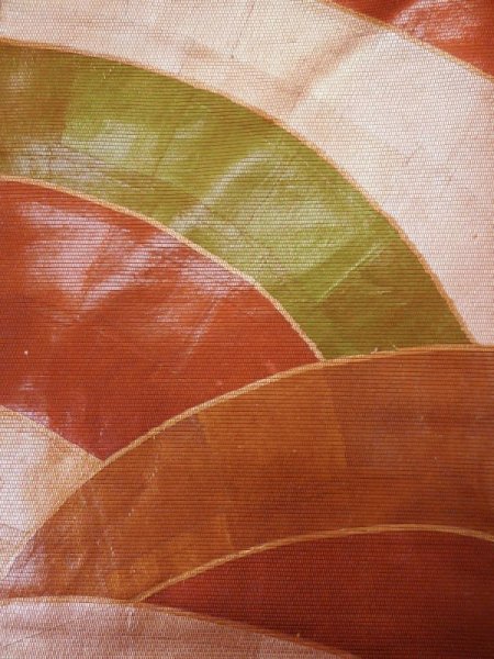 画像6: L0427C 名古屋帯 女性用着物 シルク(正絹) シャイニー ダーク オレンジ 青海波 【中古】 【USED】 【リサイクル】 ★★★☆☆ (6)