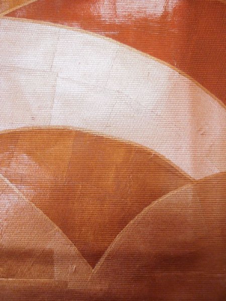 画像7: L0427C 名古屋帯 女性用着物 シルク(正絹) シャイニー ダーク オレンジ 青海波 【中古】 【USED】 【リサイクル】 ★★★☆☆ (7)