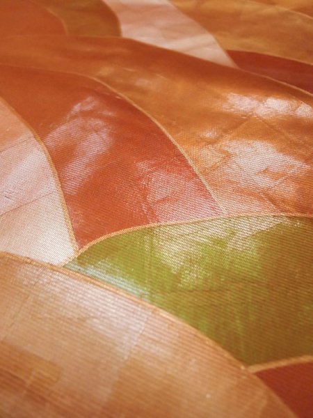 画像8: L0427C 名古屋帯 女性用着物 シルク(正絹) シャイニー ダーク オレンジ 青海波 【中古】 【USED】 【リサイクル】 ★★★☆☆ (8)