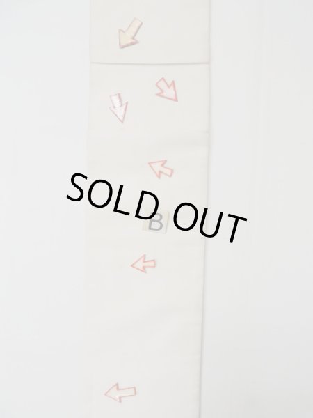 画像13: L0427I 名古屋帯 女性用着物 シルク(正絹)   オレンジ 抽象的模様 【中古】 【USED】 【リサイクル】 ★☆☆☆☆ (13)