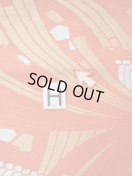 画像19: L0427I 名古屋帯 女性用着物 シルク(正絹)   オレンジ 抽象的模様 【中古】 【USED】 【リサイクル】 ★☆☆☆☆ (19)