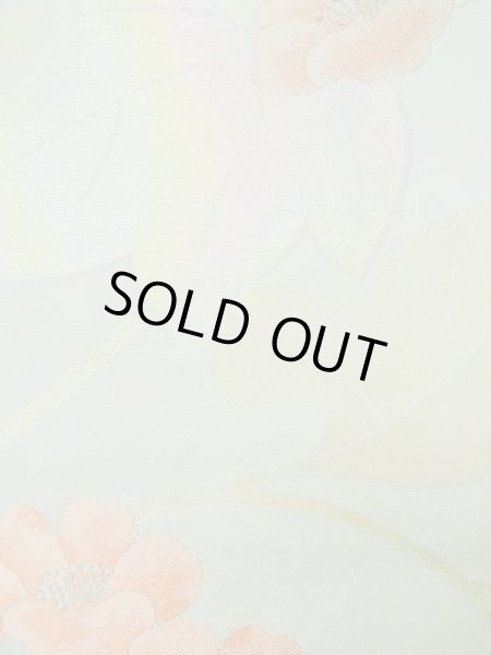 画像8: L0427R 名古屋帯 女性用着物 シルク（正絹） ペール ライト ティール（青緑） 花 【中古】 【USED】 【リサイクル】 ★★★☆☆ (8)