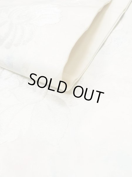 画像12: L0427S 名古屋帯 女性用着物 シルク（正絹）   オフ　ホワイト 花 【中古】 【USED】 【リサイクル】 ★★★☆☆ (12)