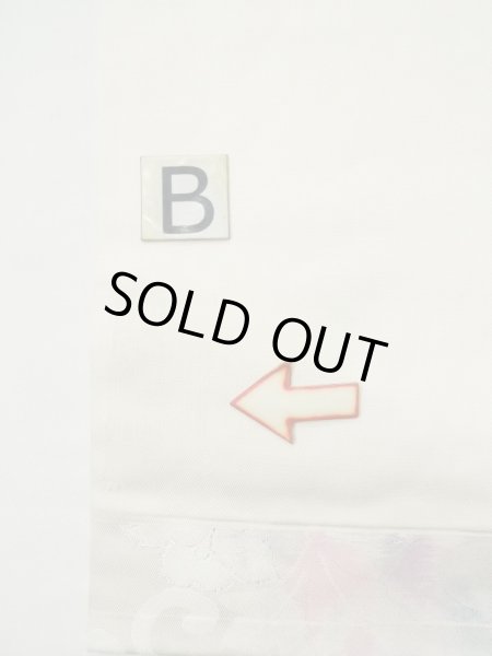 画像15: L0427S 名古屋帯 女性用着物 シルク（正絹）   オフ　ホワイト 花 【中古】 【USED】 【リサイクル】 ★★★☆☆ (15)