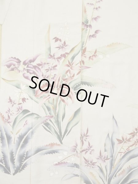 画像4: L0511B  L0511B 訪問着 女性用着物 洋花柄 シルク(正絹)   オフ ホワイト, 花 【中古】 【USED】 【リサイクル】 ★☆☆☆☆ (4)