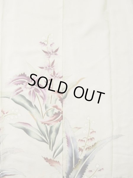 画像5: L0511B  L0511B 訪問着 女性用着物 洋花柄 シルク(正絹)   オフ ホワイト, 花 【中古】 【USED】 【リサイクル】 ★☆☆☆☆ (5)