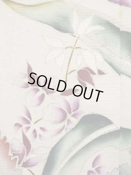 画像6: L0511B  L0511B 訪問着 女性用着物 洋花柄 シルク(正絹)   オフ ホワイト, 花 【中古】 【USED】 【リサイクル】 ★☆☆☆☆ (6)