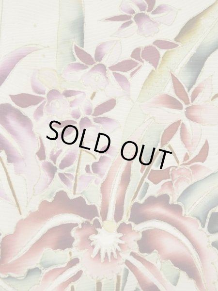 画像7: L0511B  L0511B 訪問着 女性用着物 洋花柄 シルク(正絹)   オフ ホワイト, 花 【中古】 【USED】 【リサイクル】 ★☆☆☆☆ (7)