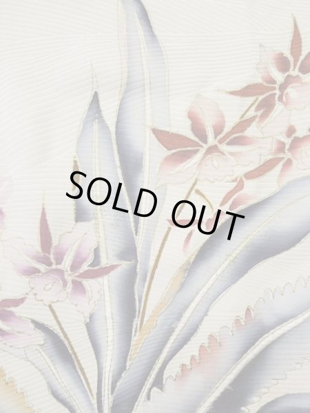 画像8: L0511B  L0511B 訪問着 女性用着物 洋花柄 シルク(正絹)   オフ ホワイト, 花 【中古】 【USED】 【リサイクル】 ★☆☆☆☆ (8)