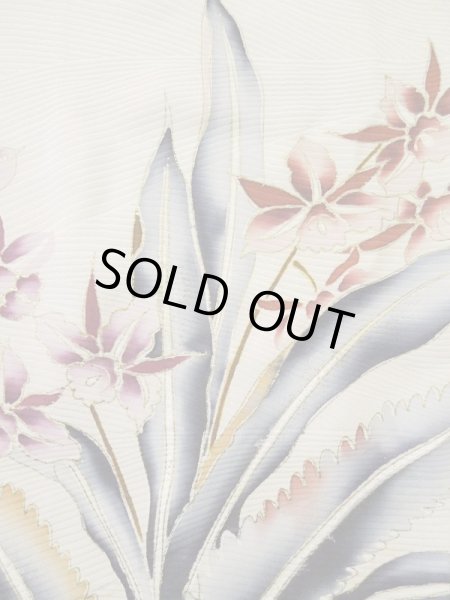 画像10: L0511B  L0511B 訪問着 女性用着物 洋花柄 シルク(正絹)   オフ ホワイト, 花 【中古】 【USED】 【リサイクル】 ★☆☆☆☆ (10)